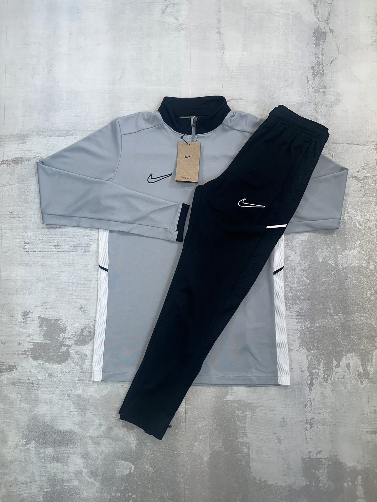 Nike Junior Dr-Fit Academy set Grey - 1/2 Zip & Trousers