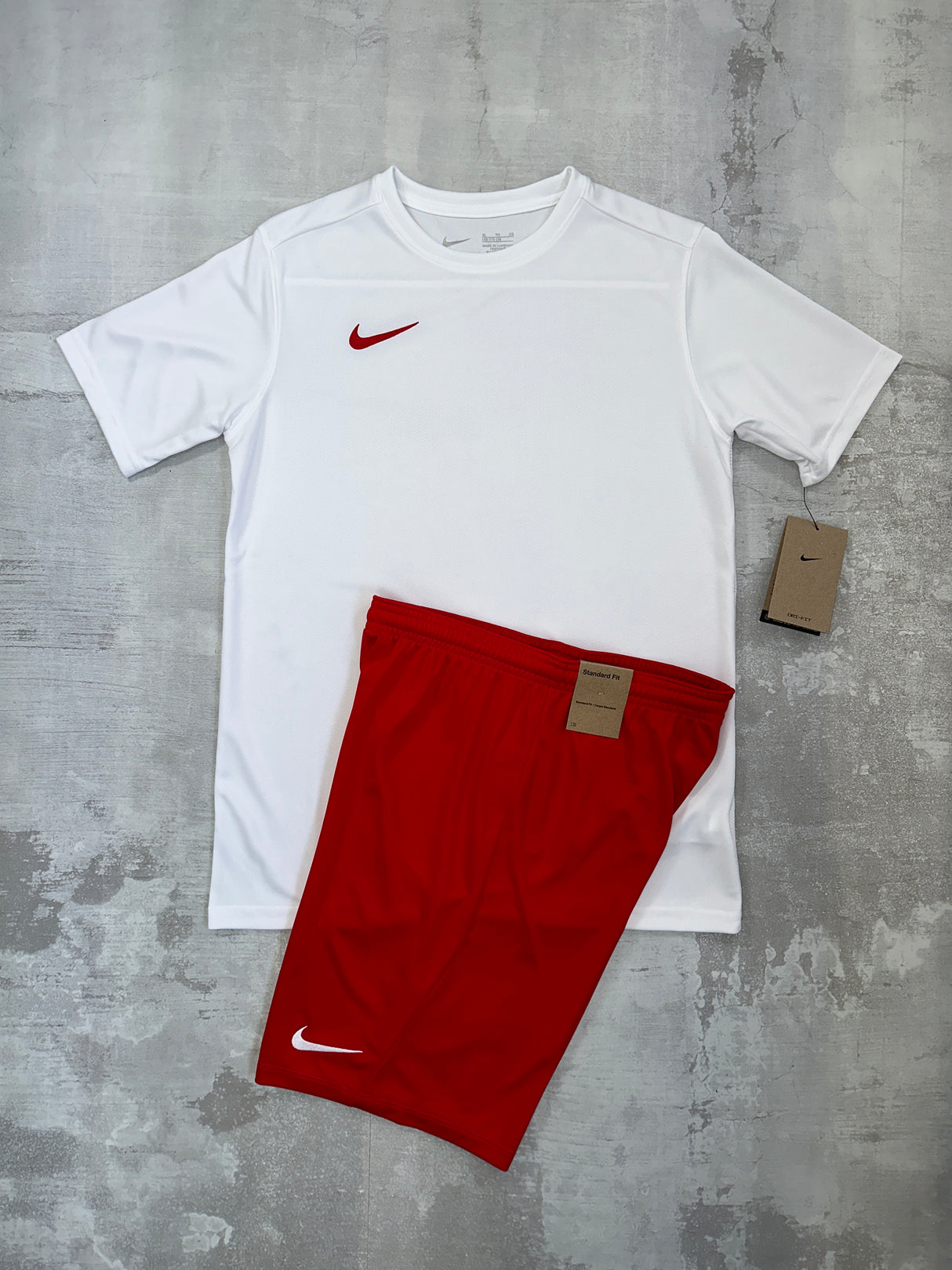 Nike Junior Dri-Fit Set | White / Red | T-shirt & Shorts