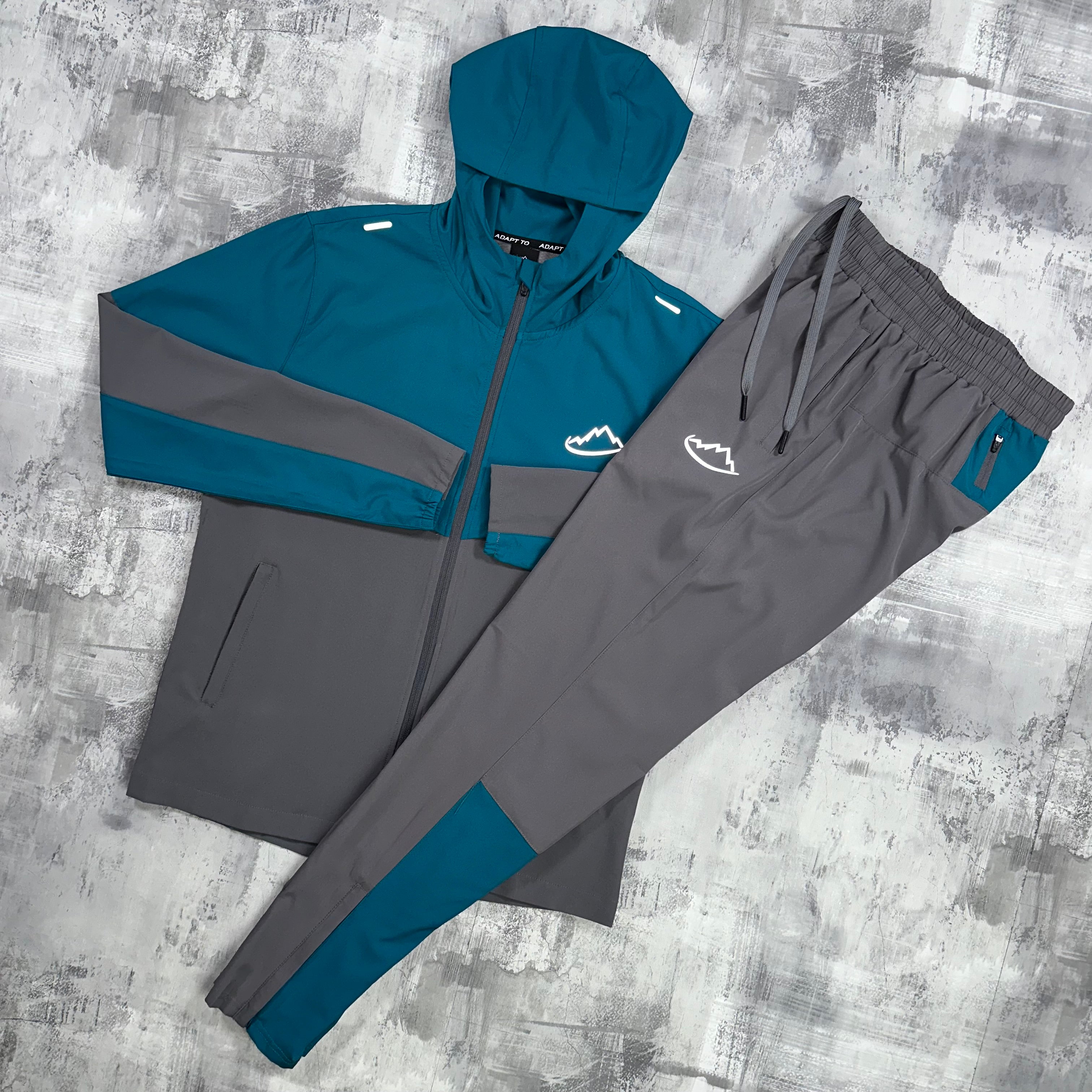 Adapt To Running 2.0 Set Grey / Teal - Jacket & Trousers