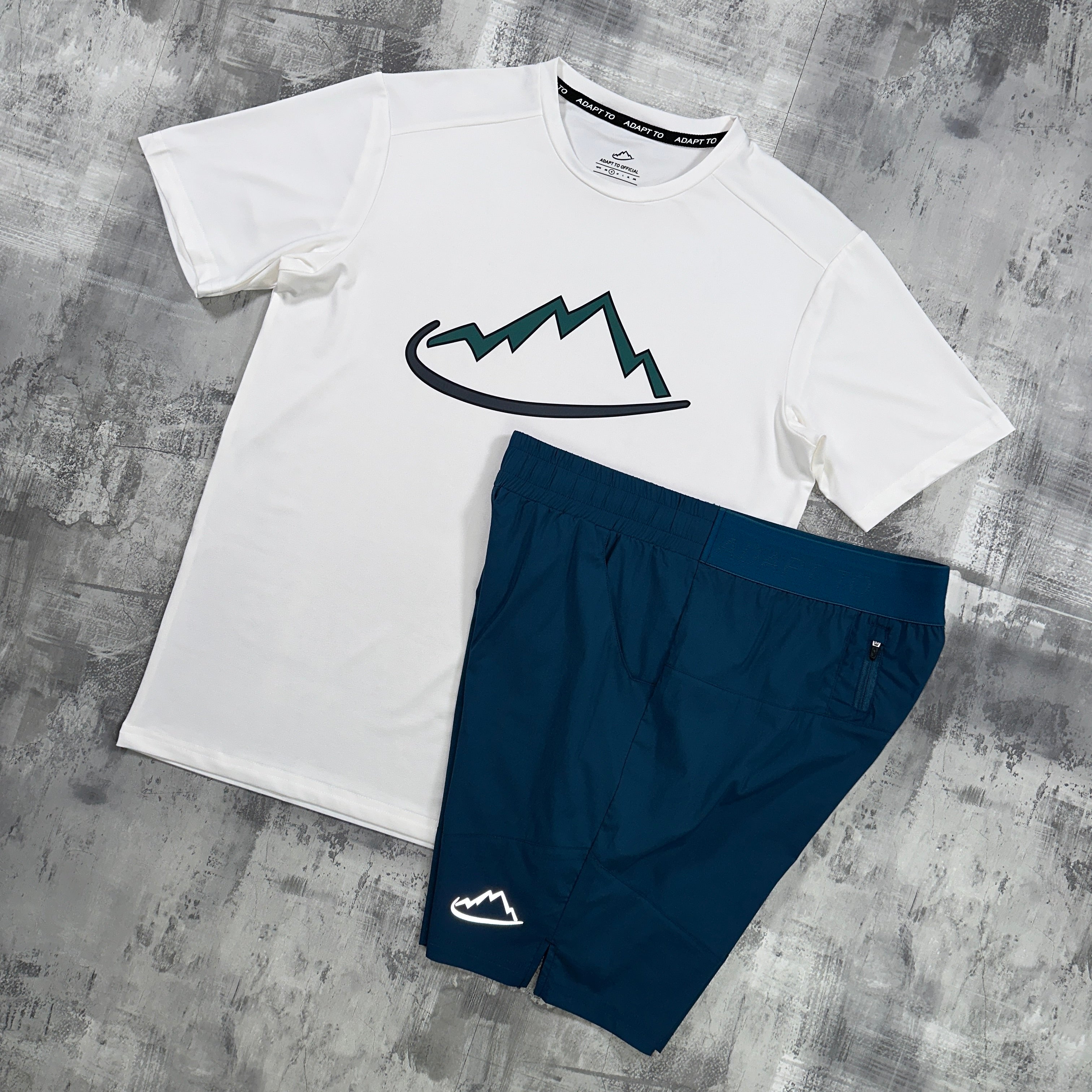 Adapt To performance set White / Teal - T-shirt & Shorts