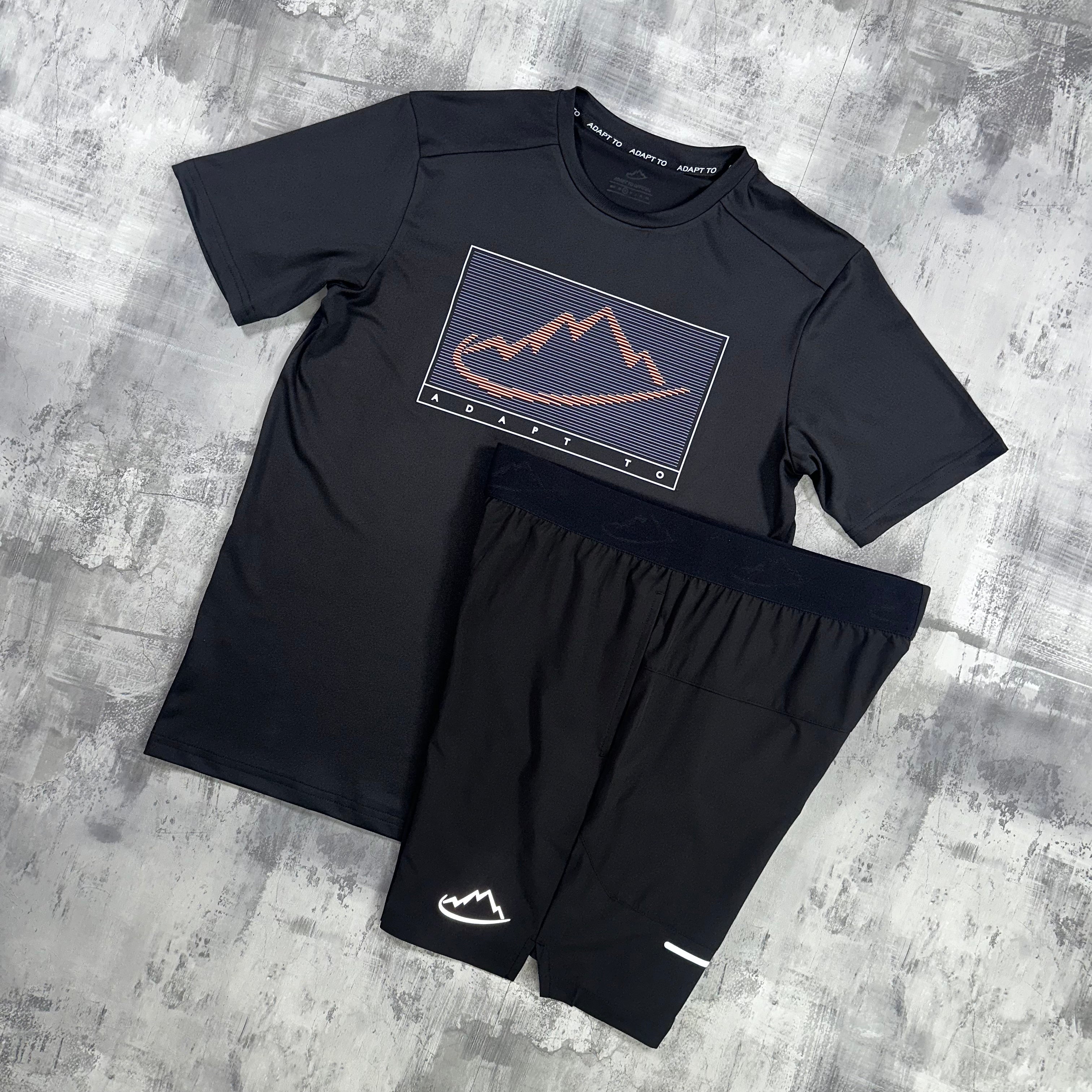 Adapt To Black Linear Logo Orange - T-shirt & Shorts