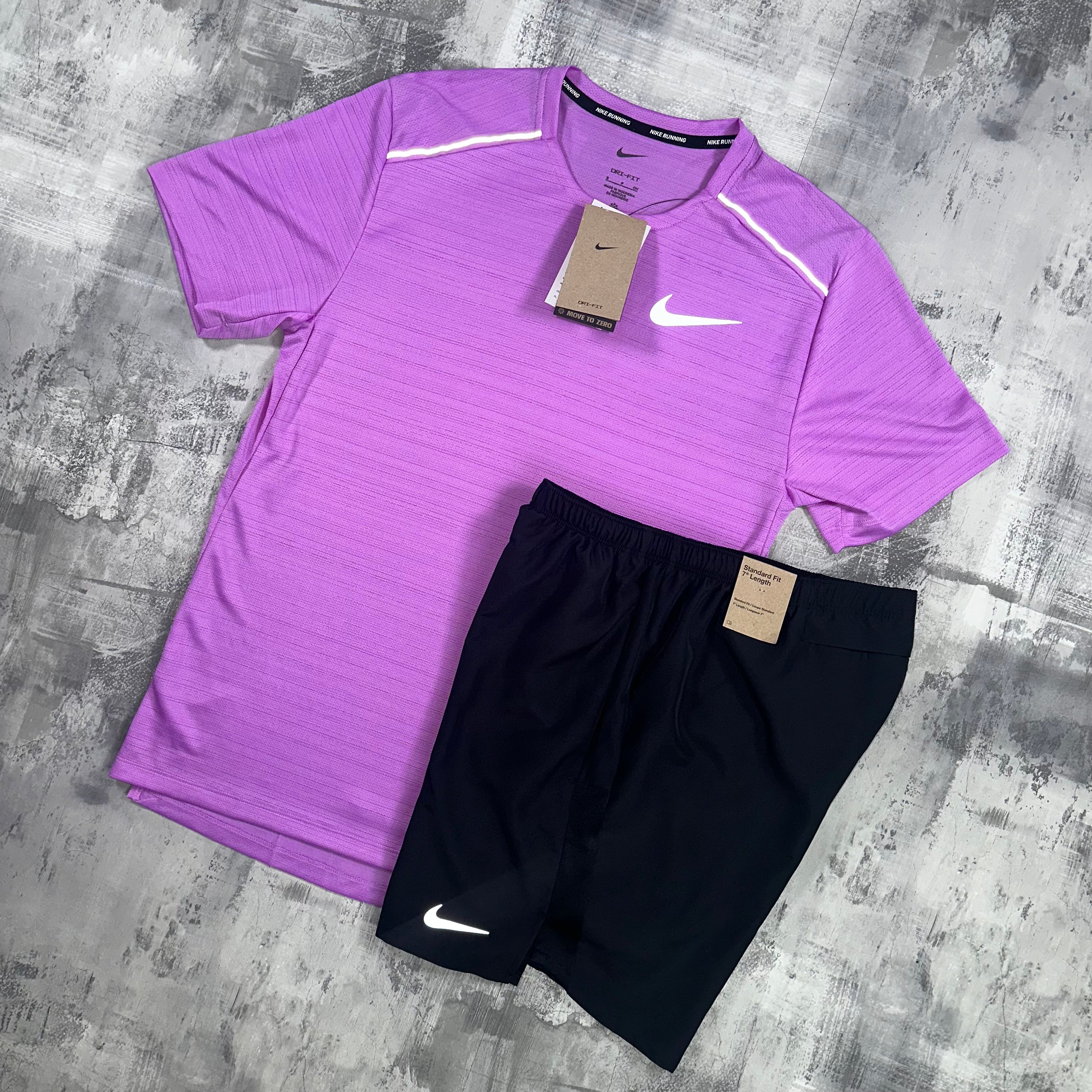 Nike Miler set Purple - t-shirt and shorts