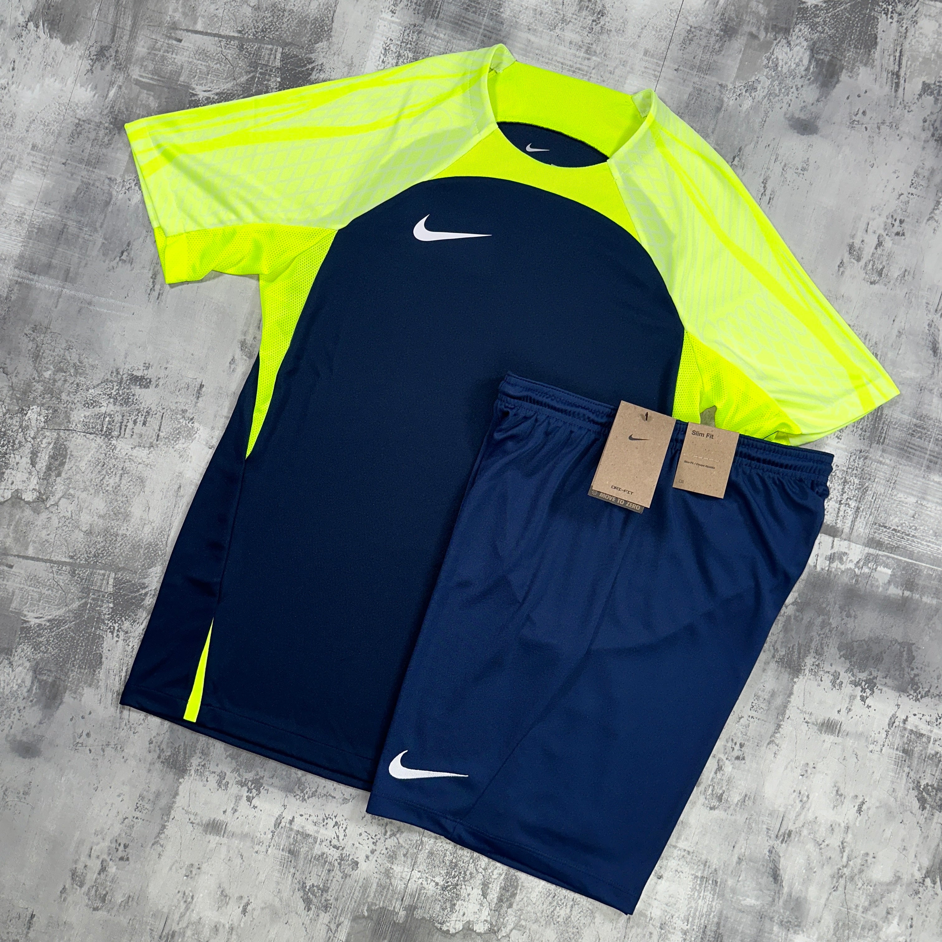 Nike Dri-Fit Strike set Navy / Volt - t-shirt & shorts