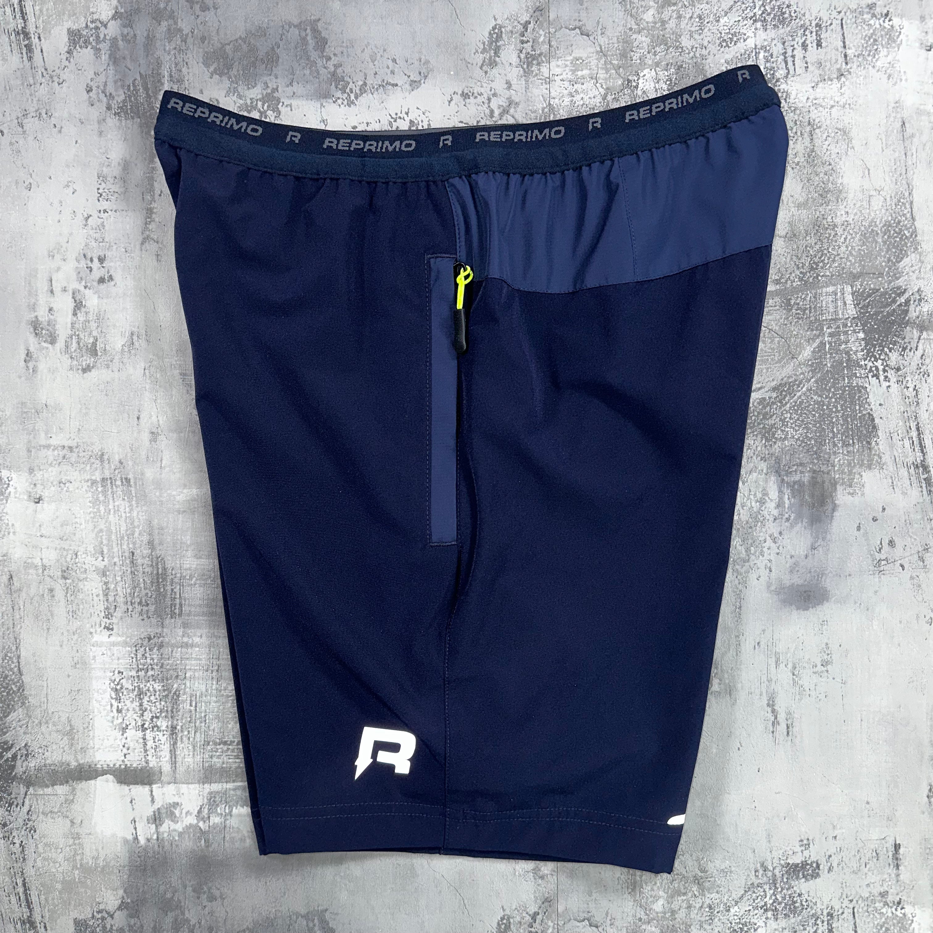 Reprimo Summit Panelled Short Dark Navy / Navy / Electric Lime