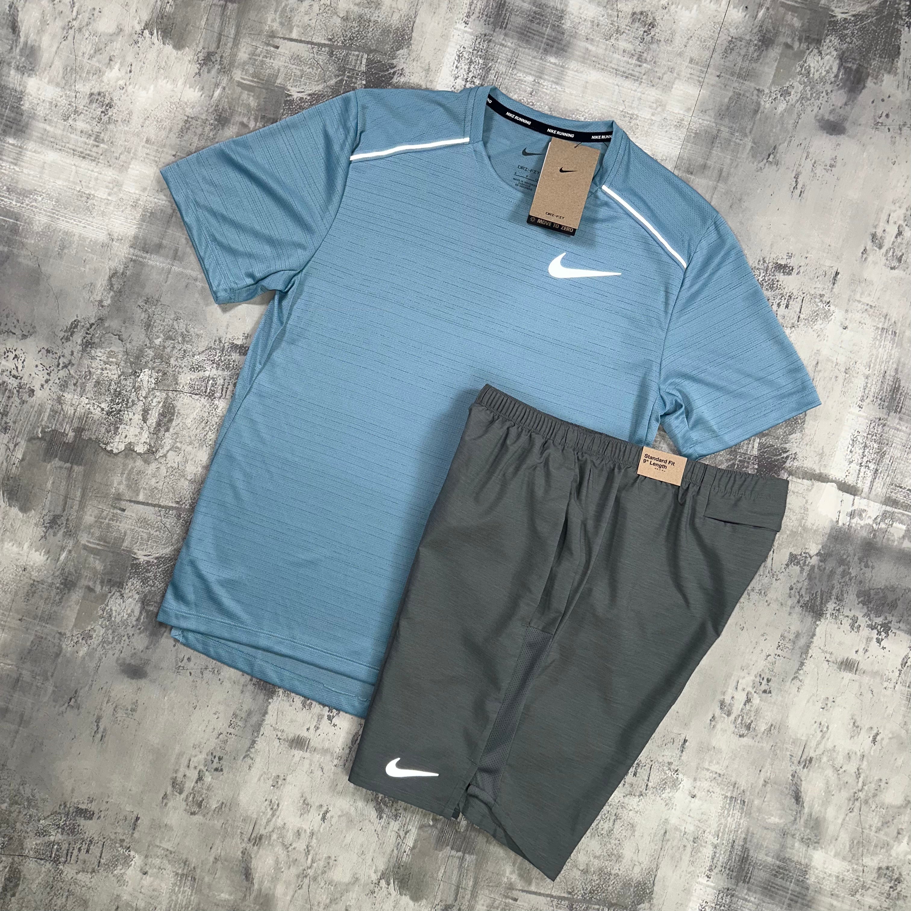 Nike Miler set Baltic Blue - t-shirt and shorts