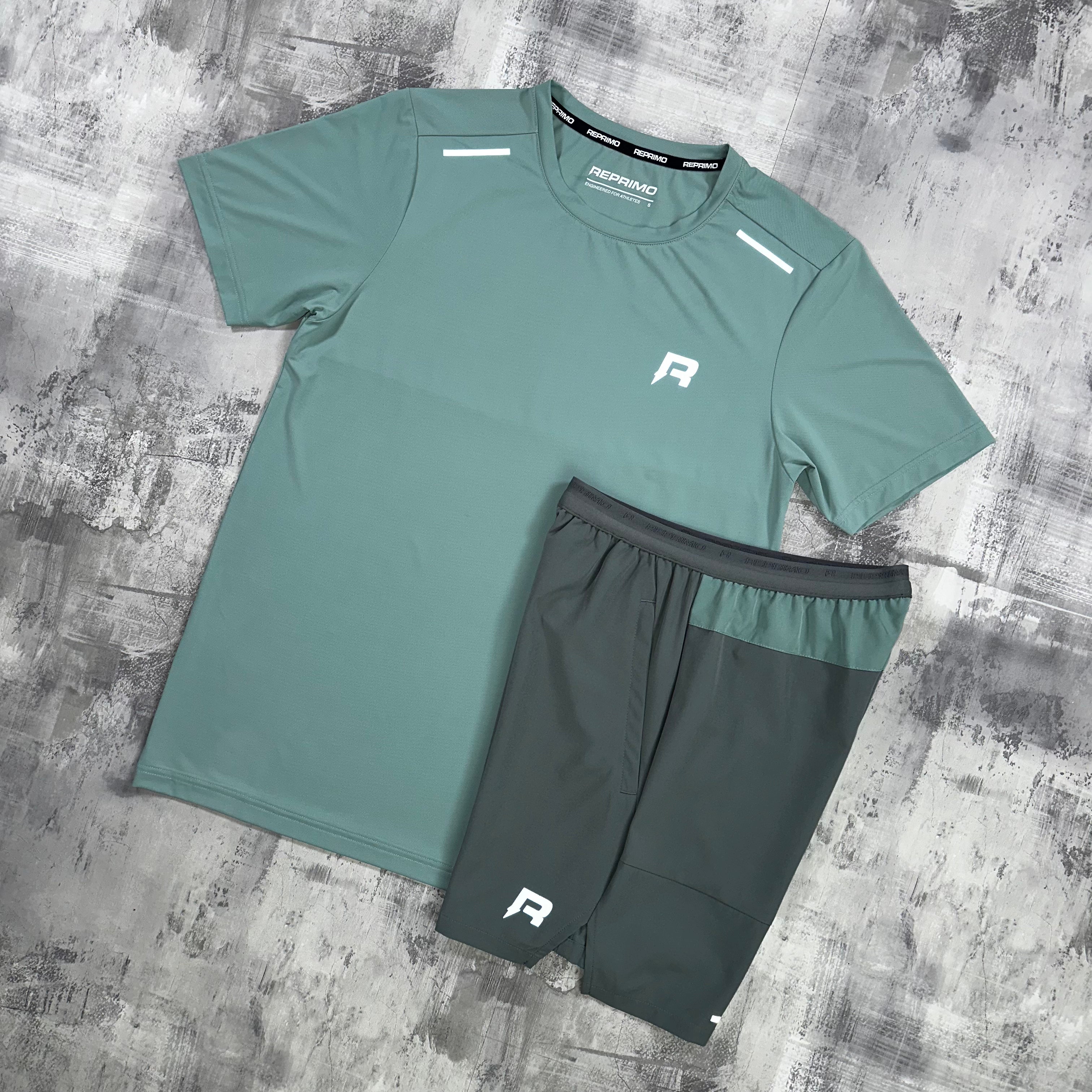 Reprimo Flight Set Sage / Dark Forest - t-shirt & shorts