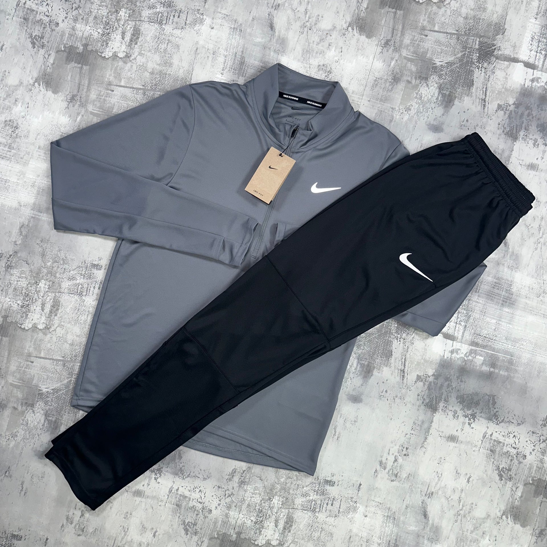 Nike dri fit tracksuit grey sales