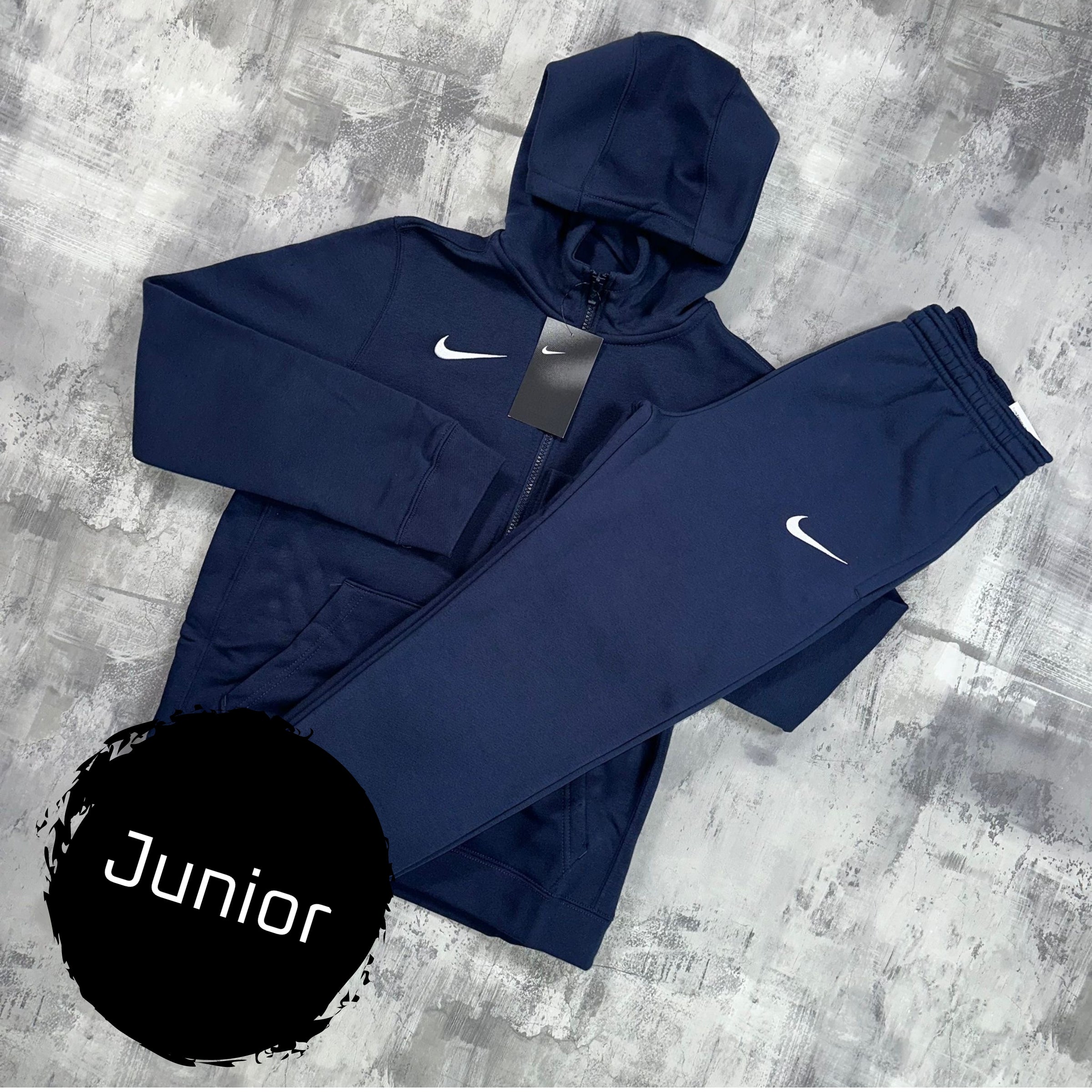 Nike Junior Fleeced set Obsidian - Full zip & Trousers