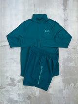Under Armour Tech set Teal - 1/2 zip and shorts