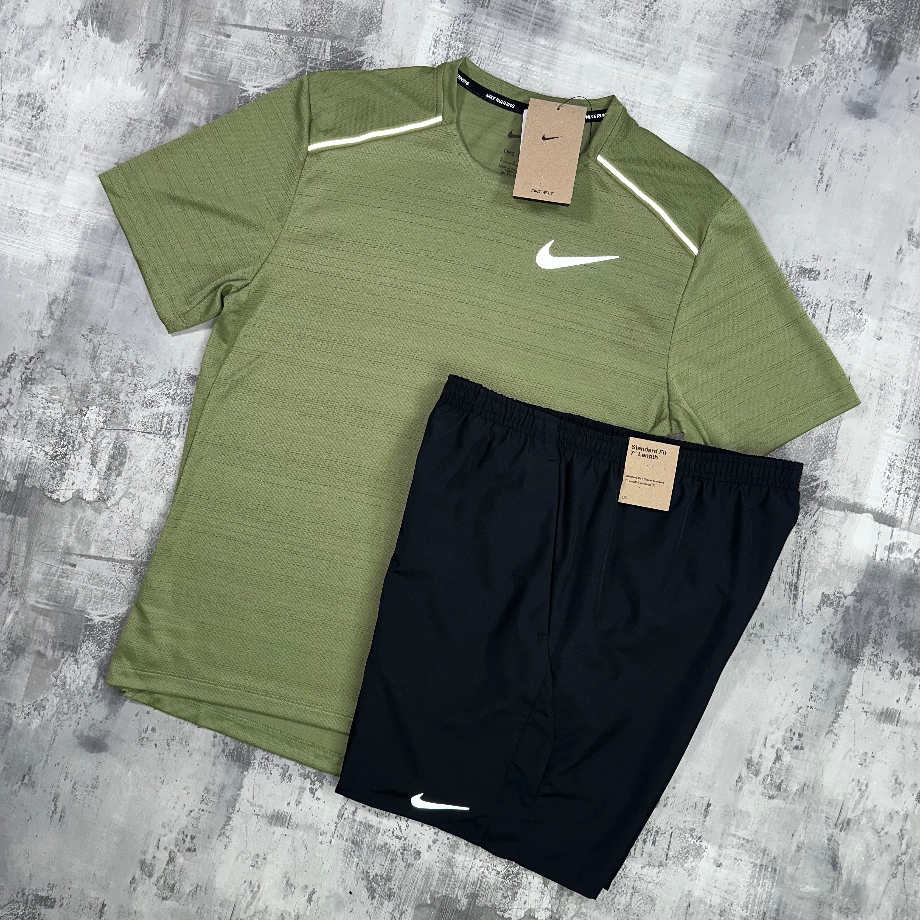 Nike Miler set Khaki - t-shirt and shorts